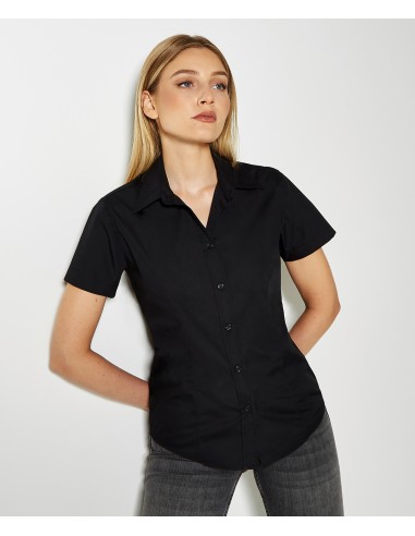 K-KK728-Womens Classic Fit Workforce Poplin Shirt Short Sleeve